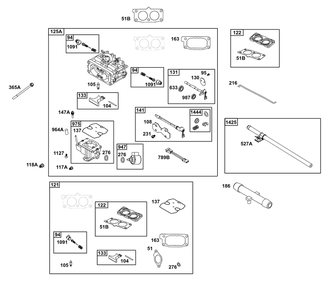 Carburetor Group Diagram and Parts List for 613477-4231-J1 400000 - 699999 Briggs and Stratton Engine